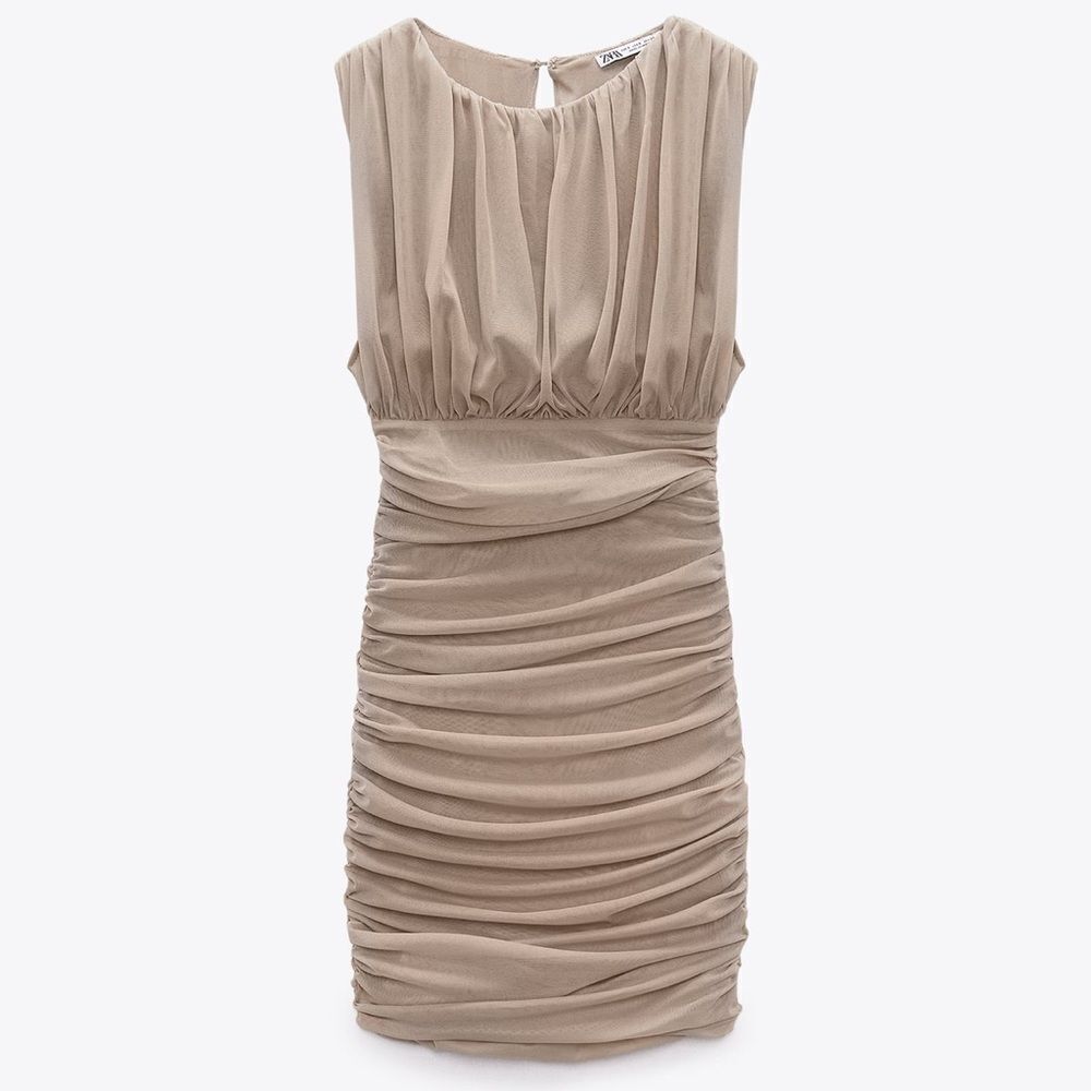 Zara gathered ruched tulle dress